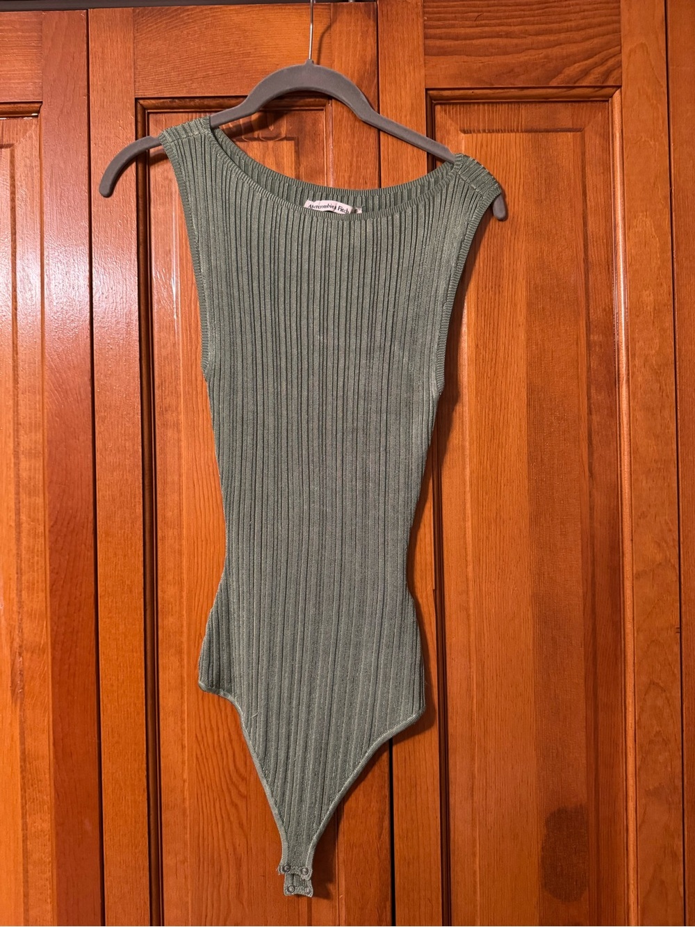 Abercrombie NEW | Ribbed One-Piece Bodysuit in Sage Green